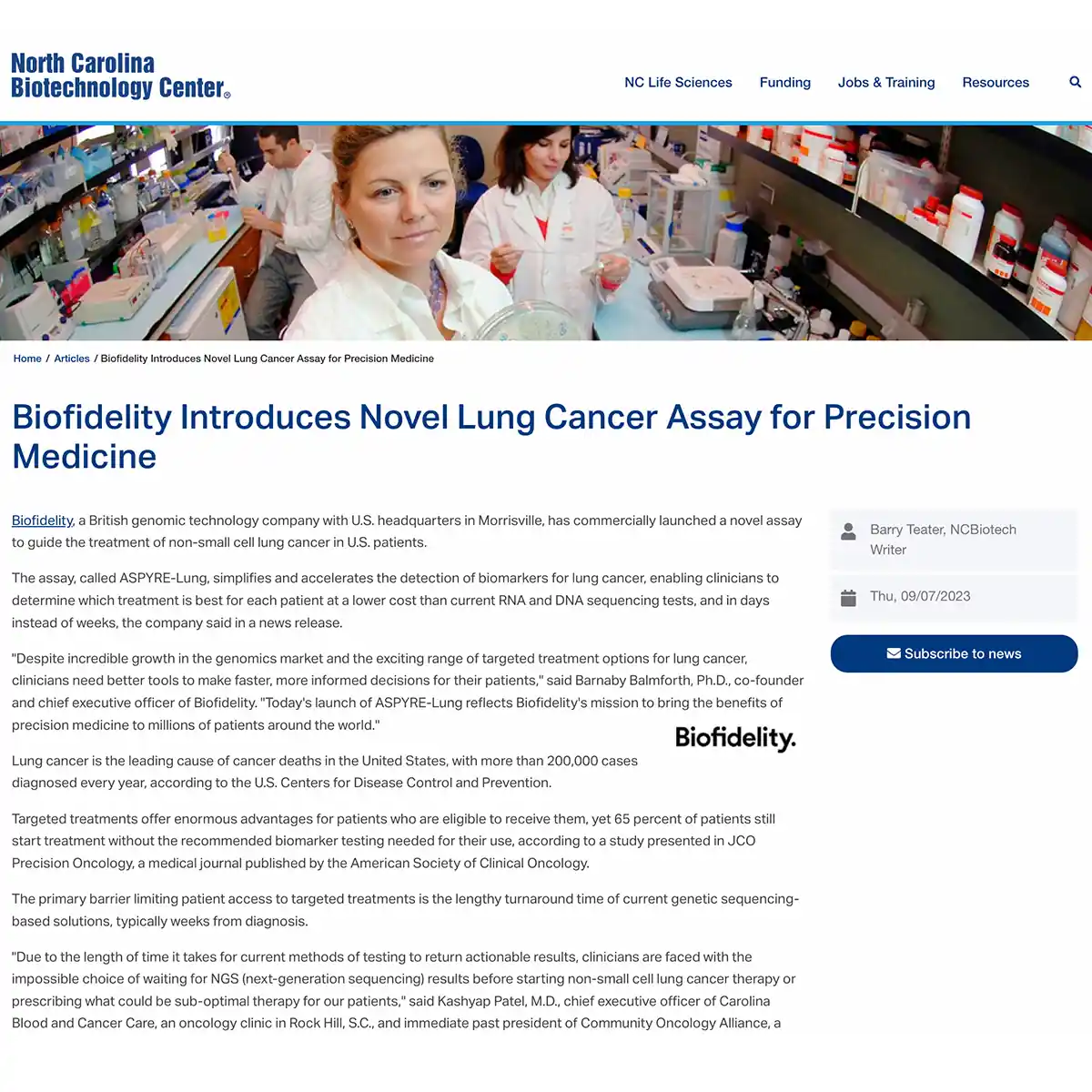 Biofidelity Introduces Novel Lung Cancer Assay for Precision Medicine