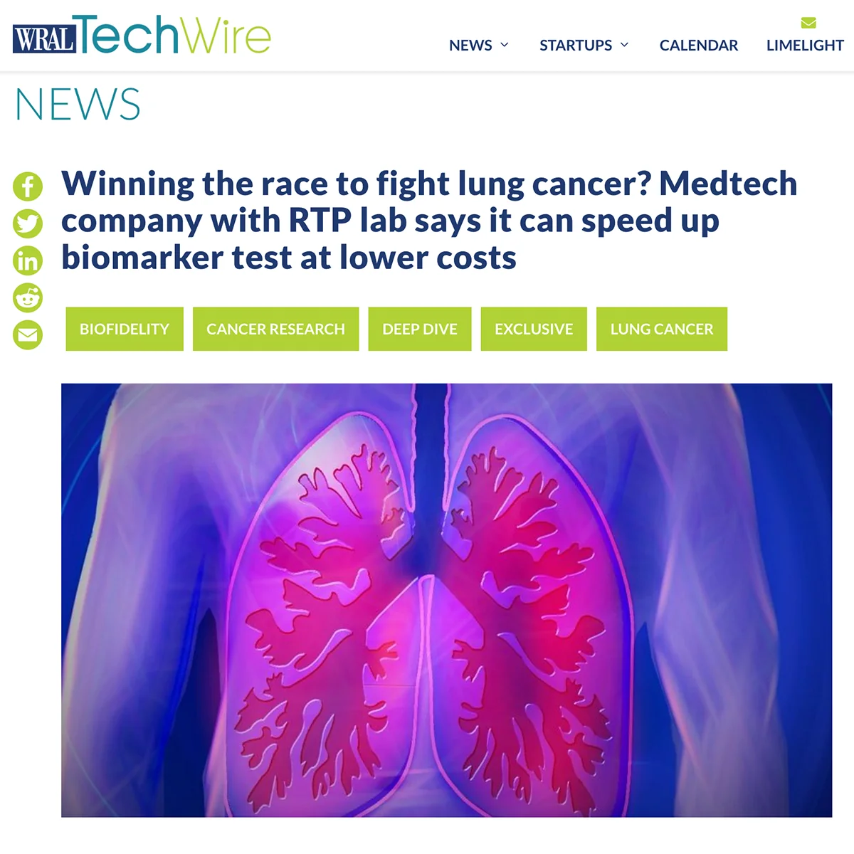 Winning the race to fight lung cancer? Medtech company with RTP lab says it can speed up biomarker test at lower costs